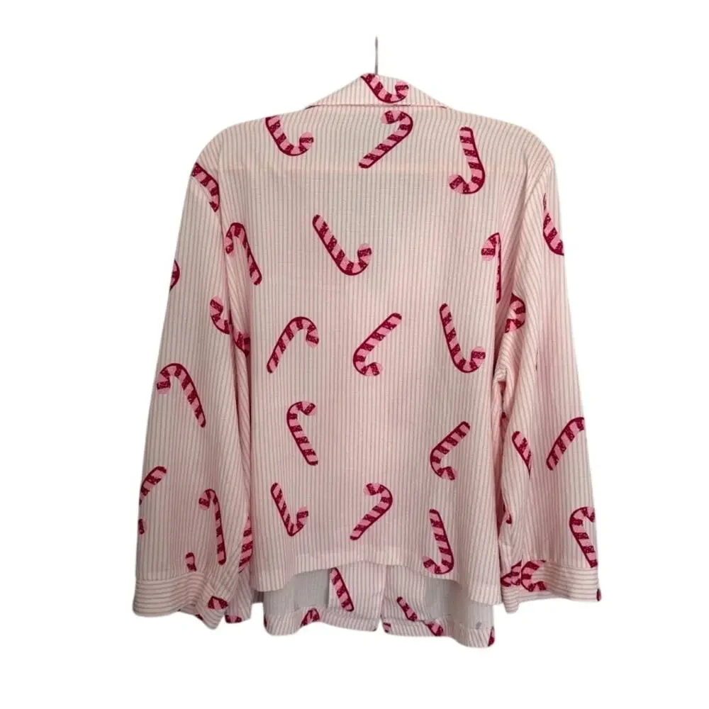 Candy Cane Holiday Pajama Set Women’s Size 3X Christmas Print